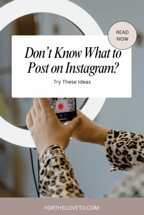 Person creating Instagram content with a smartphone and ring light, with text about what to post on Instagram.