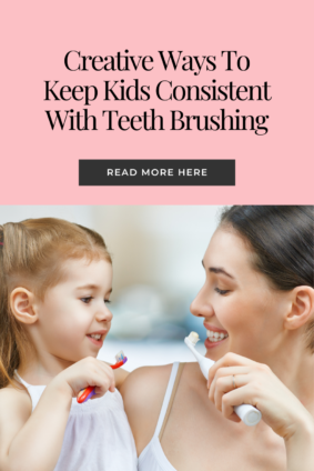 Mom and daughter smiling and about to start brushing their teeth. 