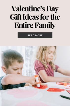 Valentine’s Day gift ideas for the entire family – A young boy and girl enjoying a fun DIY Valentine's craft activity, making heart-shaped decorations. Perfect family-friendly Valentine’s Day gifts and bonding activities.