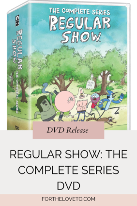 Regular Show: The Complete Series DVD box set featuring Mordecai, Rigby, and friends in an action-packed cover art. Available on DVD starting February 4, 2025.