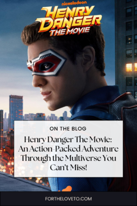 Henry Danger The Movie promotional image featuring Kid Danger (Jace Norman) in his superhero mask against a city skyline, with bold movie title text above.