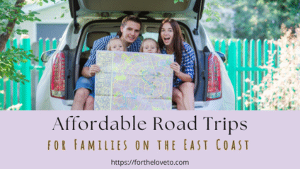Family planning an East Coast road trip with a map – affordable travel inspiration
