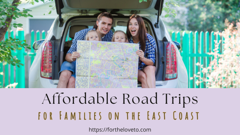 Family planning an East Coast road trip with a map – affordable travel inspiration
