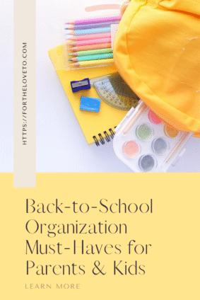 Colorful school supplies and yellow backpack for back-to-school organization tips
