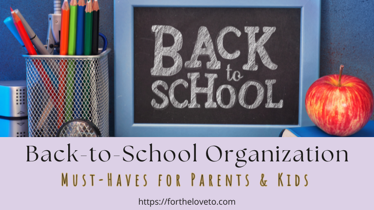 Back-to-school chalkboard with apple and pencils — organization must-haves for the new school year