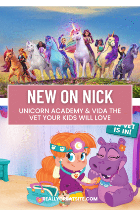 Unicorn Academy characters riding magical unicorns alongside Vida the Vet and her animal friends — family-friendly animated shows now airing on Nickelodeon and Nick Jr. in July 2025