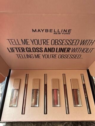 Flat lay of Maybelline Lifter Gloss and matching lip liners in trending shades
