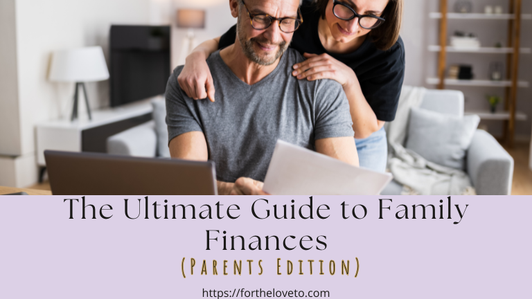Smiling couple reviewing family budget at home — the ultimate guide to family finances for parents.