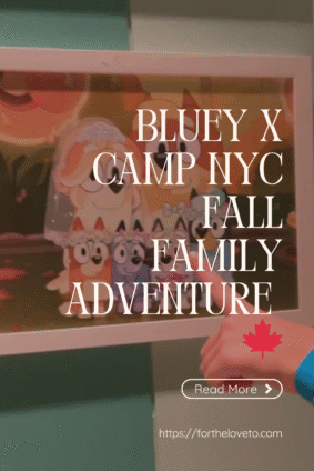 Close-up of a Bluey family scene at CAMP NYC, part of the Bluey x CAMP Fall Family Adventure — an immersive indoor activity for kids in New York.