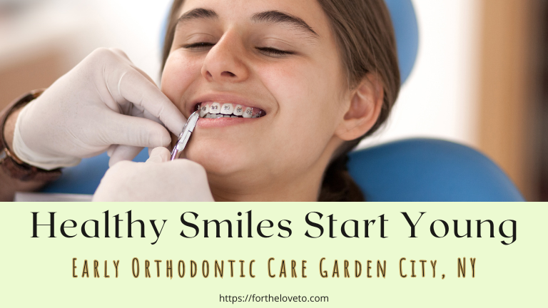 Teen receiving braces at an orthodontist office — early orthodontic care Garden City NY helps kids and teens smile confidently.