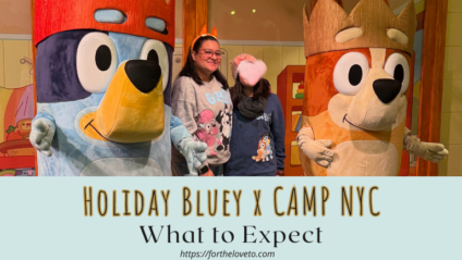 Holiday Bluey x CAMP NYC experience featuring Bluey and Bingo during the winter break season