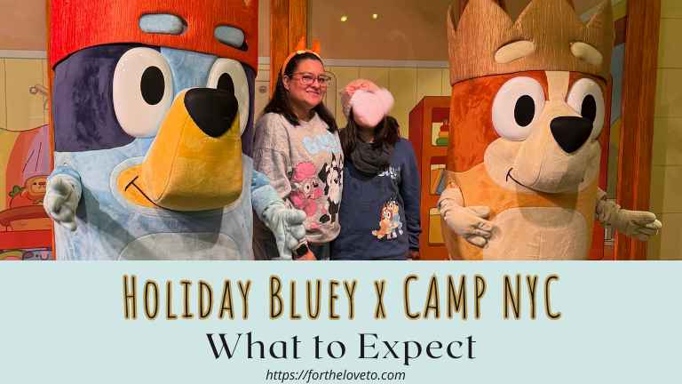 Holiday Bluey x CAMP NYC experience featuring Bluey and Bingo during the winter break season