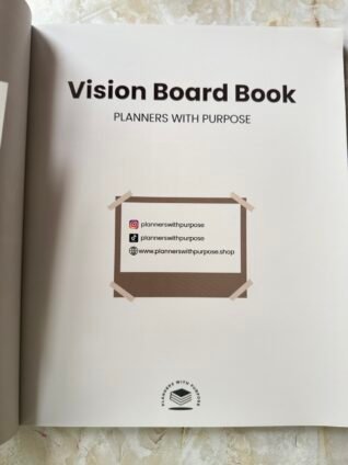 Inside the Planners With Purpose Vision Board Book used for New Year vision board creation and manifestation goals.