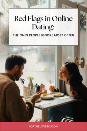 Couple on a first date illustrating online dating red flags and relationship warning signs