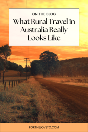 Dirt road at sunset through farmland capturing the rural Australia travel experience and off-the-beaten-path travel