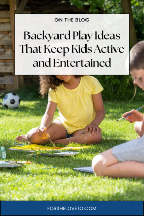 Kids enjoying creative outdoor activity while painting on the grass — simple backyard play ideas for kids that keep them active, engaged, and off screens.
