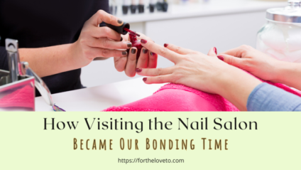 Nail polish application during a calm self-care routine representing mother daughter bonding at nail salon.