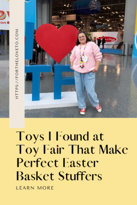 mom blogger at New York Toy Fair sharing toys that make perfect Easter basket stuffers for kids