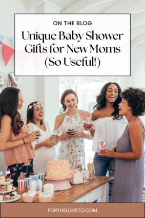 group of women celebrating a baby shower with desserts and decorations, highlighting unique baby shower gifts for new moms that are practical and thoughtful