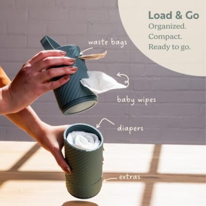 DiaperBuddy diaper organizer with wipes, diapers, and waste bags – travel essential for parents with babies