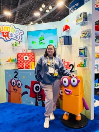 discovering Numberblocks educational toys at the New York Toy Fair preschool learning toy booth