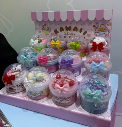 kawaii slime colorful sensory slime easter basket stuffer toy fair display