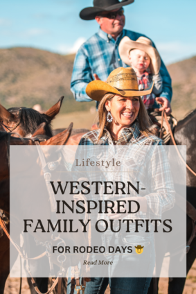 Western-inspired family outfits for rodeo days styled for moms using simple layering pieces and comfortable western-inspired fashion