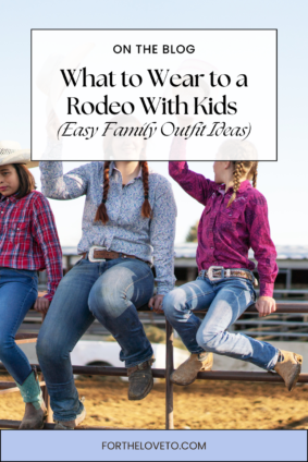 Western-inspired family outfits for rodeo days captured in a natural setting with coordinated outfits perfect for all-day family activities