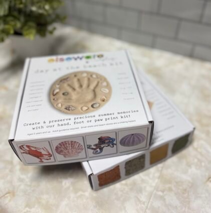 screen-free activity for kids beach themed craft kit handprint memory idea