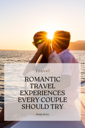 Couple relaxing with drinks during a romantic couples getaway, featuring romantic trip ideas for meaningful travel experiences together.