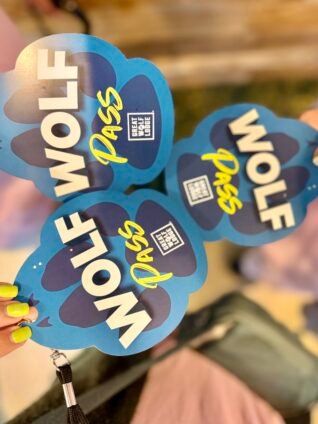 Great Wolf Lodge Wolf Pass badges showing included activities for kids and families