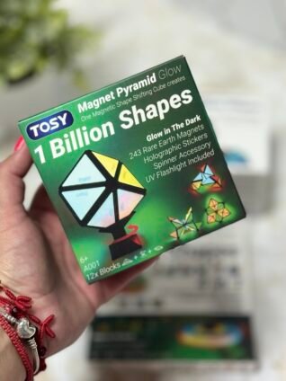 TOSY Glow Magnet Pyramid magnetic toy box featuring screen-free STEM toys with glow-in-the-dark puzzle shapes and creative sensory play for kids.
