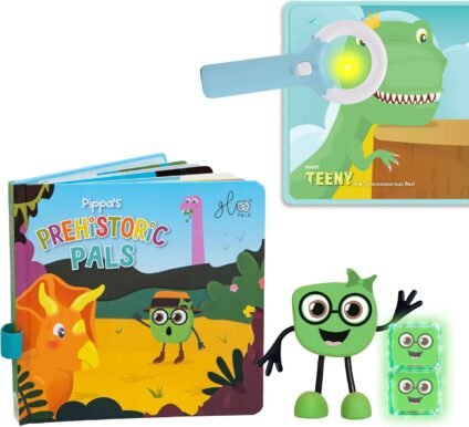 Glo Pals Light-Up Library interactive storybook featuring Pippa's Prehistoric Pals, Magic Magnifier, and glowing hidden surprises for screen-free reading fun.
