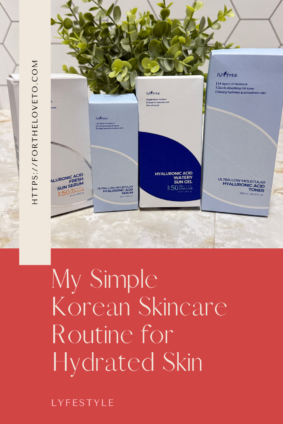 Korean skincare for dehydrated skin using Isntree toner, serum, and sunscreen.