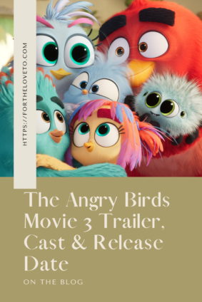 Red and his family from The Angry Birds Movie 3 highlighting the trailer, cast, and release date.