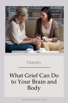 Two women having a supportive conversation about how grief changes the brain and body.
