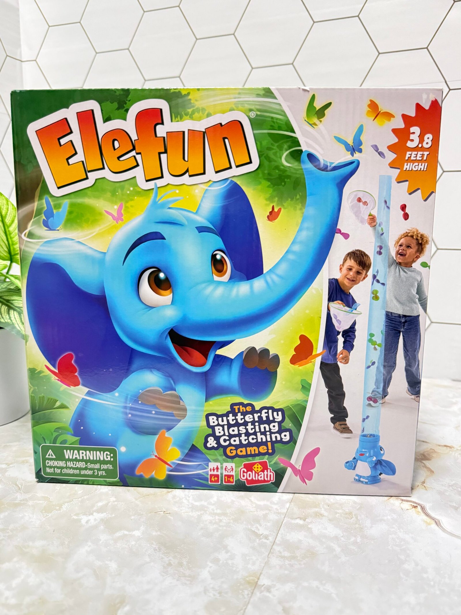 Goliath Elefun butterfly catching game for active indoor play with kids.