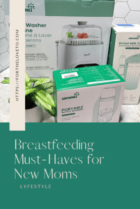 Breastfeeding must-haves for new moms featuring GROWNSY bottle warmer, bottle washer, and breast milk cooler