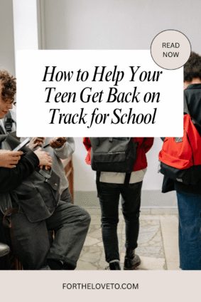 Teen students at school with backpacks featuring tips on life coaching for teens and getting back on track for school