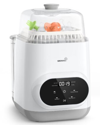 Grownsy EaseClean Bottle Washer All-in-One with baby bottles and pacifiers